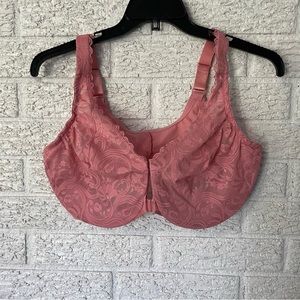 Glamorise Coral Front Closure Bra 44DD